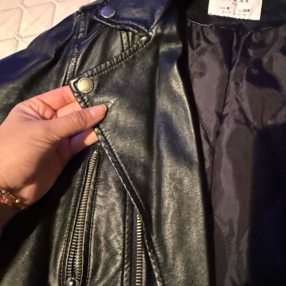 Zara Kids faux leather jacket size 8 - Picture 3 of 4